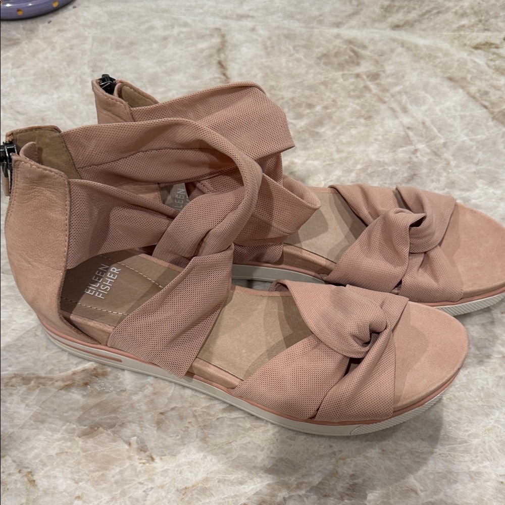 Eileen Fisher Pink Wrap Sandals